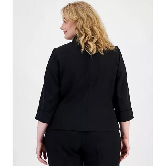 Kasper Womens Cardigan Stretch Crepe Flyaway Jacket Open Front 3/4 Sleeve Sz. 12 - Picture 11 of 12